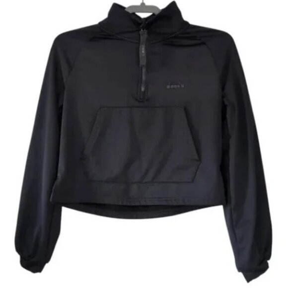 Diadora black vibe tech crop pullover size M - Picture 2 of 4